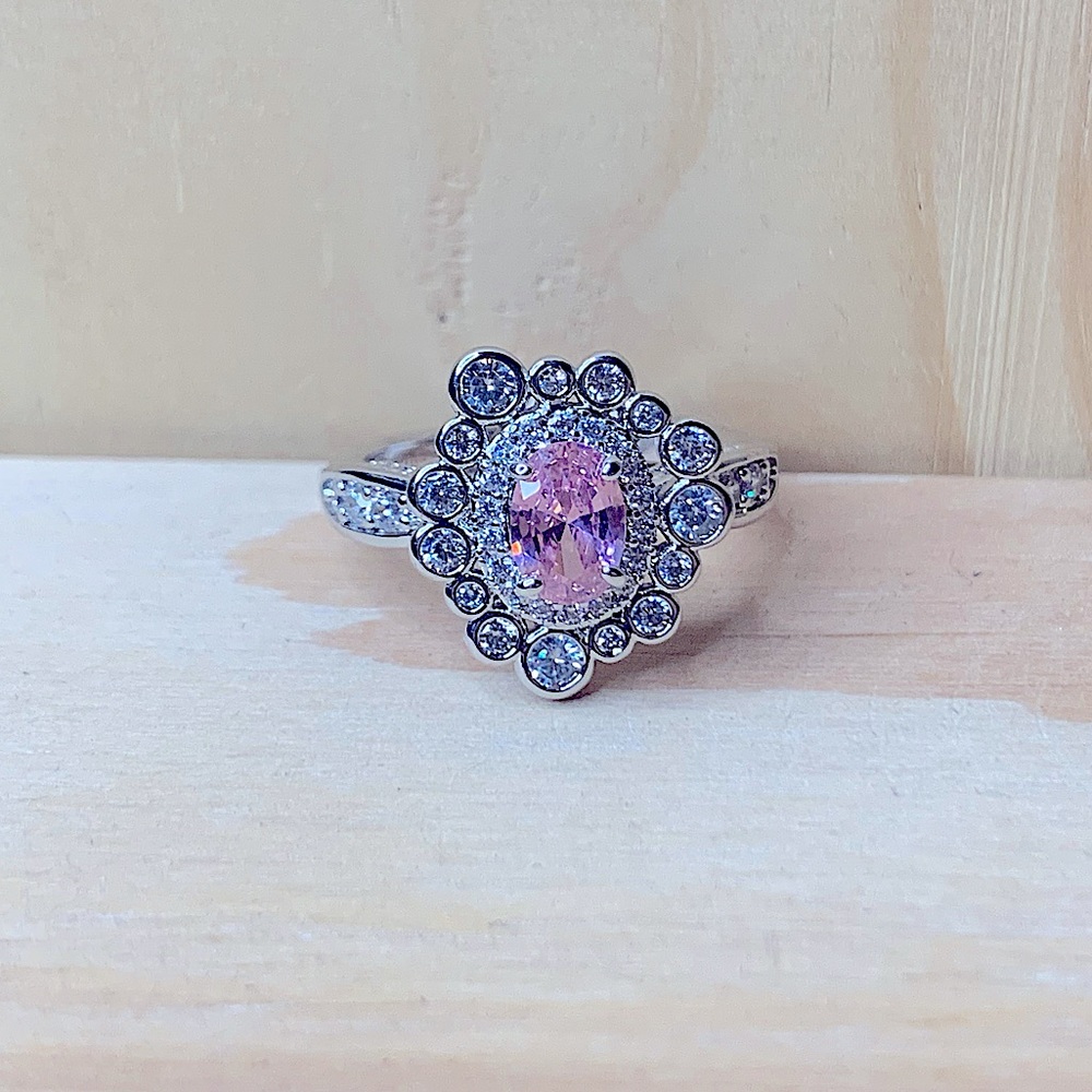Light Pink & White Topaz Ring